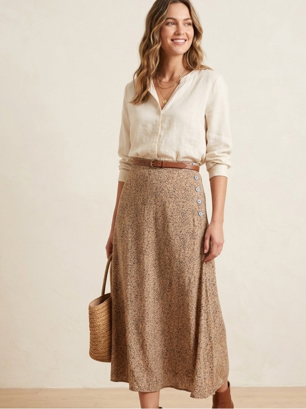 Jay Peters Women's Beige Floral Maxi Skirt size 8